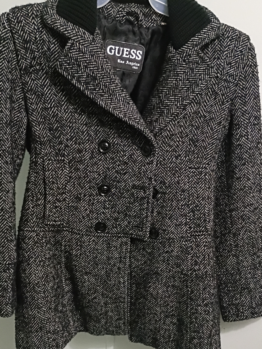 GUESS Women's Houndstooth Pea Coat Size Medium Like New